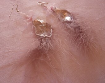 Earrings feather and tassel