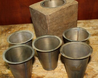 6 Replacement Sugar Mold Candle Holder Primitive TIN CUP Votives Candles