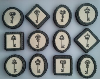 Antique Key Cookies - One Dozen Decorated Cookies