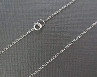 925 Sterling Silver Chain Link Necklace, Flat Cable Chain Necklace 15, 16, 17 or 18 inches--Finished Chain--Everyday Necklace