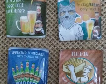 Beer Magnets - Beer Lover Magnets - Refrigerator Magnets - Bar Decor - Bar Magnets - Birthday Gift