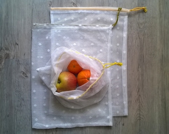 1 VEGAN Zero Waste Fresh Produce Bag / Draw String Bag / Bulk Shopping Bag / Breathable Bag