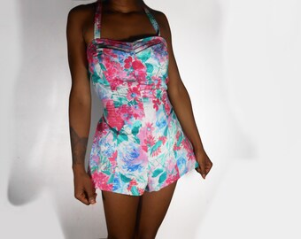 Pin Up Playsuit/ Playsuit/ Floral Playsuit/ Floral Romper/ Floral Jumper/ Pin Up Romper/ 90s Playsuit/ 90s Romper/ 90s Jumper/ One Piece