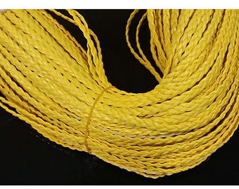 Braided faux leather yellow 50 cm
