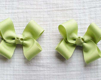 Celadon Hair Bows,Pigtail Hair Bows,Baby Hair Bows,Toddler Hair Bows,3 Inch Wide Hair Bows,Birthday Party Favors,Alligator Clips