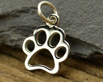 Sterling Silver Openwork Paw Print Charm