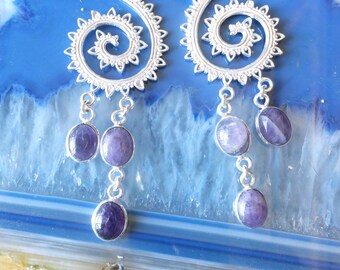 Sterling Silver and Amethyst Earrings