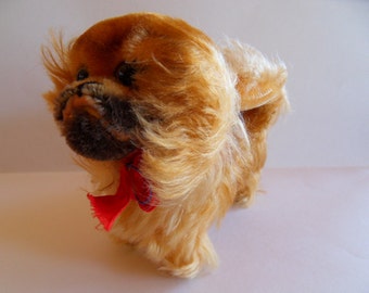 Steiff Peky, Pekinese, w. button and flag,chest tag,mohair, made in Germany 183