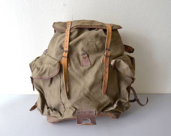 Vintage French Rucksack LAFUMA made in France / scout Backpack / french army hiking bag 50s / rare large model