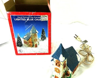 Vintage Porcelain Lighted Christmas Village Church Decor