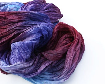 Purple silk scarf Exotic sunset - turquoise, burgundy, brown, purple silk scarf.