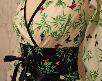 Made to order: kimono inspired top with reversible obi belt, large choice of fabrics