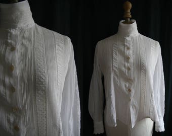 1910s Antique white blouse, pintucks, reworked.