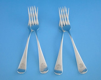 Set of 4, Birks Canada Old English Sterling Silver Dinner Forks