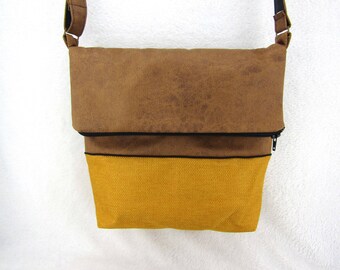 Origami caramel/weave border and mustard yellow leather bag black