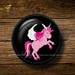 A Pink Unicorn / Black Round Children's Dresser Knobs / Cabinet Knobs / Furniture Knobs / Φ37mm / Φ32mm / 5 Colors Available
