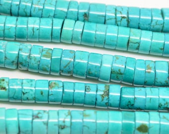 16" Blue Turquoise Heishi Beads Gemstone 4mm, 6mm , 8mm