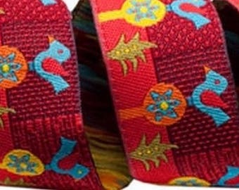 Ribbon stripe blue birds 22 mm by 50 cm
