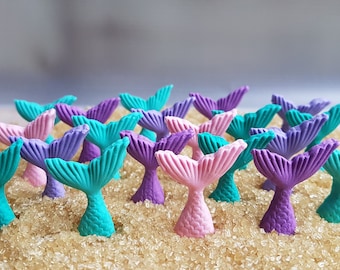 20 edible fondant sugar mermaid tails beach party cake cupcake decorations toppers teal pink purple