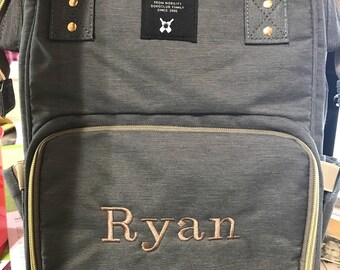 Monogrammed Diaper Backpack, Large Capacity Baby Bag, Multi-Function Backpack, Nursing Bag, Fashion Mom, Waterproof, Stylish and Durable