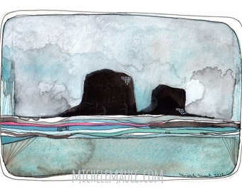 Art - Rockaway Beach Beach - Oregon Art - Oregon Coast Art - Rockaway Beach Art - Watercolor Painting - Watercolor Art - Rockaway