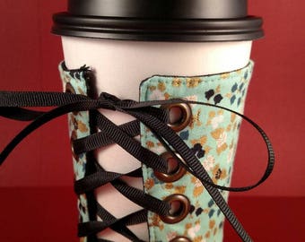 Coffee Corset - Turquoise Blossoms