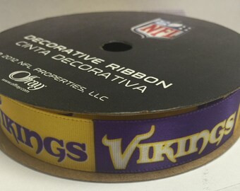 5/8" NFL Minnesota Vikings Ribbon, 9 foot spool, Licensed NFL Offray Ribbon