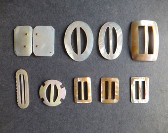 Collection of 9 Vintage Mother-of-Pearl Buckles