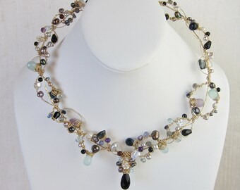Bara Boheme Semi Precious Stone 14k GF Necklace / Blue Chalcedony main image 0