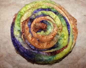 Hand dyed wool/silk abalone-combed