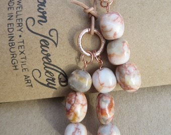 Jasper Gemstone Lariat, Edinburgh Jewellery, Scottish Designer, Handmade Lariat,Designer Lariat, Gemstone Necklace, UK