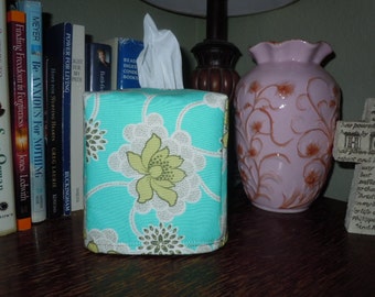 Ready To Ship - Amy Butler Clematis in Turquoise Tissue Box Cover
