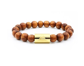 Everwood - The Solid Gold Beaded Bracelet - Natural Bayong Wood