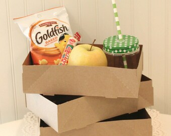 Kraft Food Trays, 10 Brown Kraft Food Carrier Trays, Paper Lunch Tray, Party Food Box, Rustic Wedding Plates, Farm Party, Picnic, BBQ Party