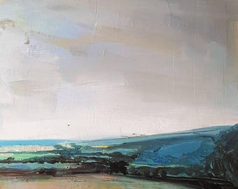 Mixed Media Hills and Fields No.4. Original Mixed Media Painting.