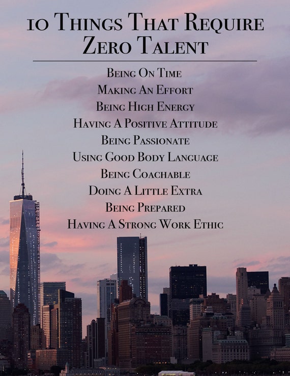 10 Things That Require Zero Talent Inspirational Print