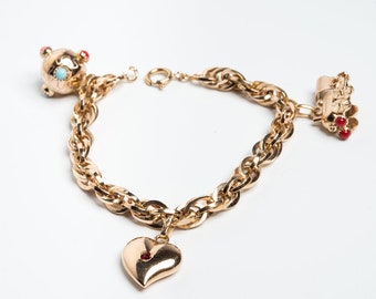 Vintage Bracelet ' 50 in ora 18 kt with pendants, vintage pendants
