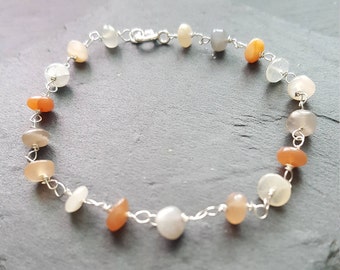 Moonstone and sterling silver bracelet
