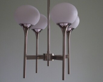Vintage Chrome chandelier/chandelier/pendant light style Scoliari 1965