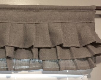 Burlap ruffled valance