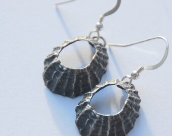 Prussia Cove Oxidised Silver Limpet Drop Earrings