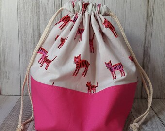 Drawstring Project Bag, Knitting Bag, Travel Bag, Knitting Organizer, Sewing Travel Bag, Project Bag, Drawstring bag, Travel Bag, Toiletries