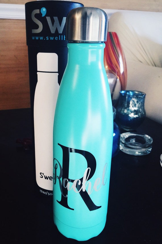 S'well Water Bottle with Name Monogram Personalized or Custom (Stone, Resort, Wood, Satin, Glitter, Shimmer Collections)