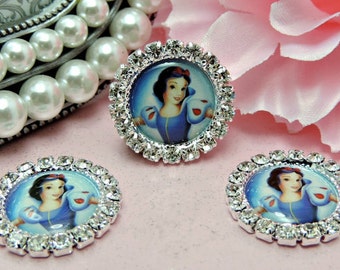 10pc Snow White Metal Rhinestone Flat Backs Resin Kawaii Decoden Scrap Booking Girl Hair Bow Center Kid Craft Making 20MM