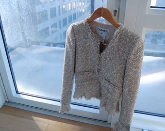 Chanel Tweed Jacket Blazer size 34 or XS RARE