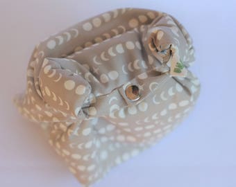 Organic Cotton Lunch Bag - Women's Lunch Bag - Machine Washable - Moons - Light Gray - Plastic Free Lunch Bag - Kid's Lunch Bag - Large Size