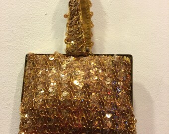Vintage Small 1930's Gold Sequin Purse Art Deco