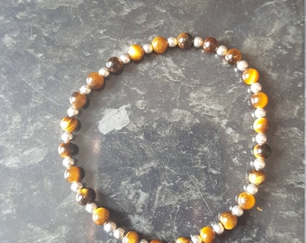 Silver (925) 2mm and 3mm tigers eye beaded bracelet