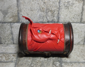 Desk Organizer Trinket Dice Mimic Dice Box Small Storage Treasure Chest Stash Red Leather Gamer MTG Card Box 271
