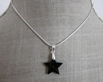 Black Swarovski Crystal star pendant